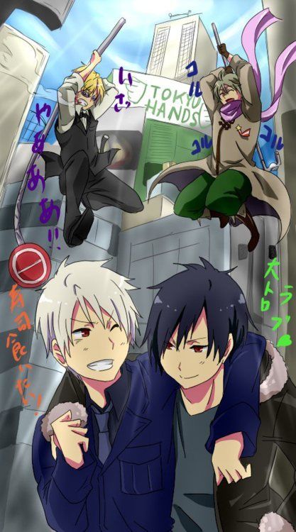 Awesome cross-over!!! It's funny cause' Russia's always trying to kill Prussia and Shizuo is always trying to kill Izaya!