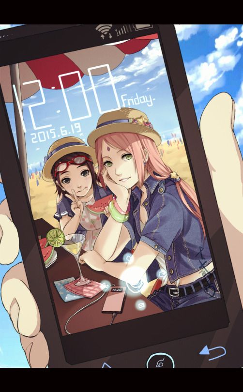 Awww Sasuke has a picture of the two most important people in his life saved to his phone!