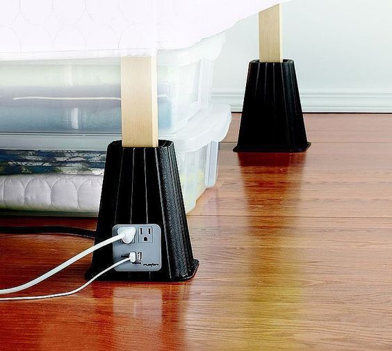Bed risers that charge gadgets (NEED!)