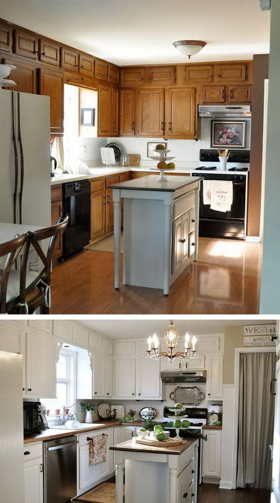 Before: Simple Cuisine. After: A White Revelation. Great kitchen redo on a budget  before's and after's !