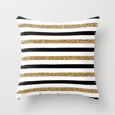 Black and Gold Throw Pillow by Monique Bellavia - $  will throw a punch of fun and drama onto the bed #sarahrichardson