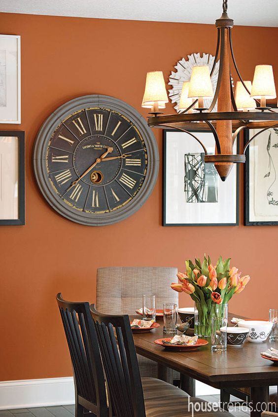 Bold burnt orange tone of Sherwin-Williams' Copper Mountain paint. #housetrends