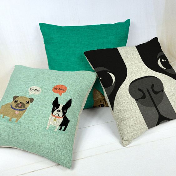 boston terrier decorative throw pillows/almofadas case for sofa car bed 45x45 cute dog cushion cover home decore