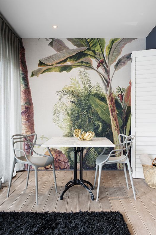 Boutique Hotel | Banana wallpaper | Gold | Kartell | Masters chair | Marble | Dining | Interior design | Etienne Hanekom Interiors