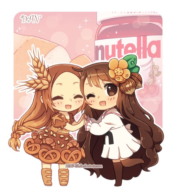 Bread and Nutella This one just looks like me and my best friend she's the nutella and i am the bread