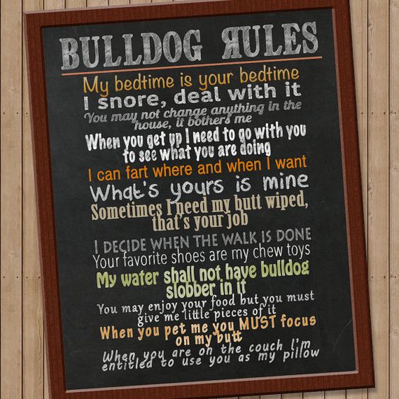 Bulldog Rules Digital Print, Bulldog Art, Digital File, DIY Print, Instant Download