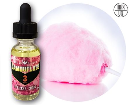 Camouflage™ Officers Candy Max-VG E-Liquid NicVape, Camouflage, eliquid, e-liquid, ejuice, e-juice, cotton candy flavored e-liquid, vape juice, officers candy