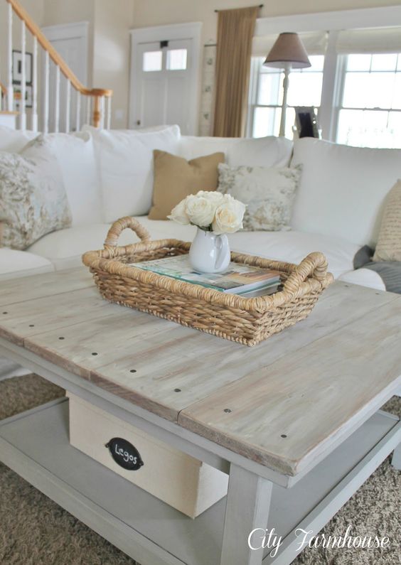 City Farmhouse: Family Room Reveal-Thrifty, Pretty & Functional 10 --coffee table ikea hack