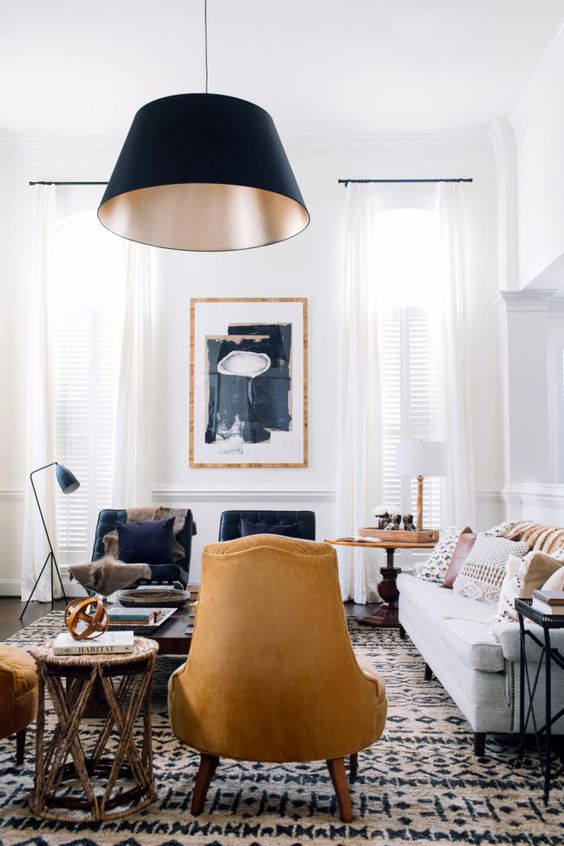 classic modern neutral rich living room