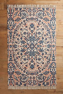 Coral and blue rug