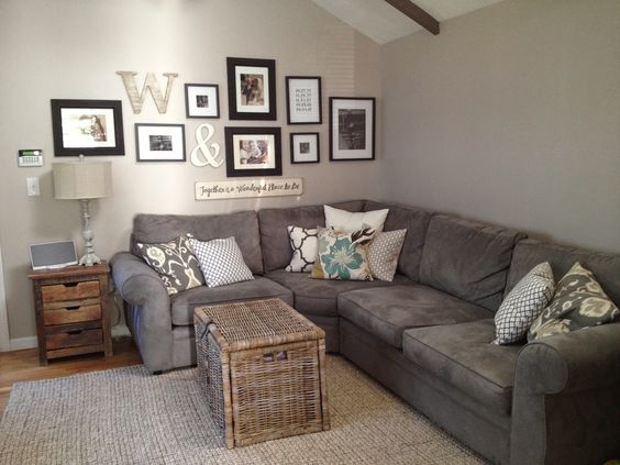 Couch, gallery wall and decor