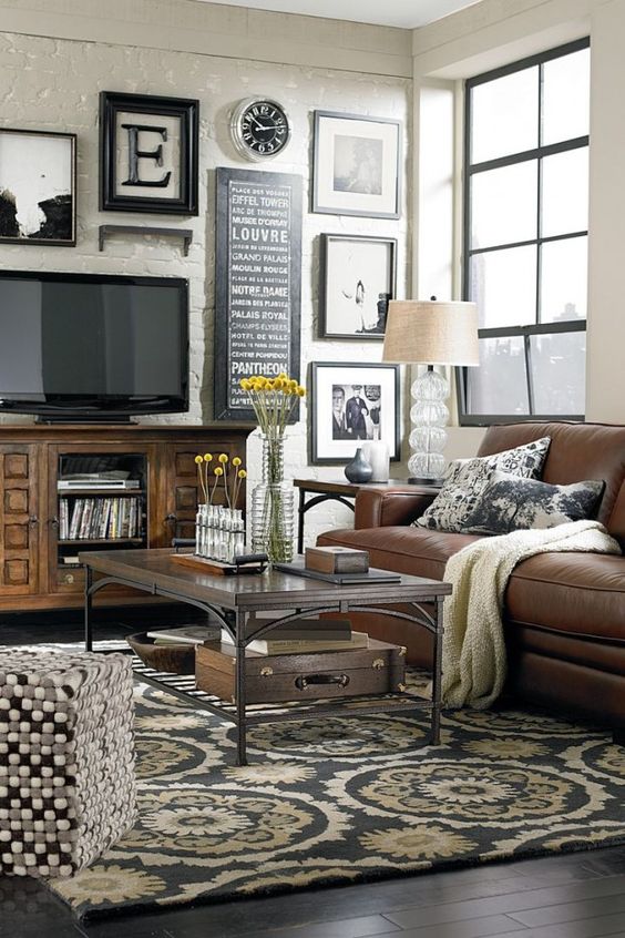 Cozy Living Room Decorating Ideas - like how the pictures are around the tv Would love to see the whole wall.