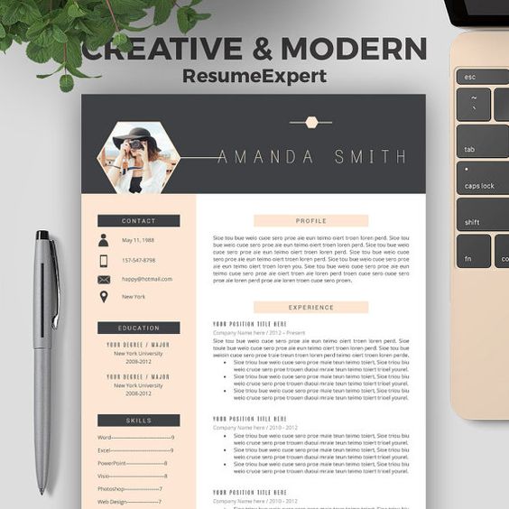 Creative Resume Template for Word (1 and 2 Page Resumes), Cover Letter, Teacher, Modern and Professional Resume Design, CV Template 