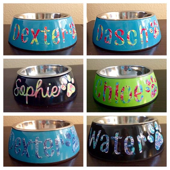 Custom Dog Bowl with Lilly Pulitzer Print Name by SealedWithAPaw