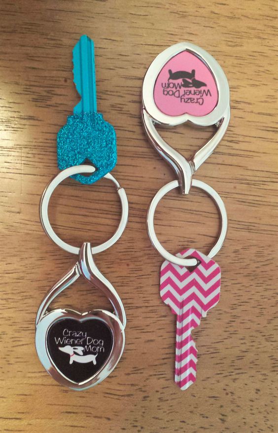 Dachshund love declared with Crazy Wiener Dog Mom key rings from The Smoothe Store
