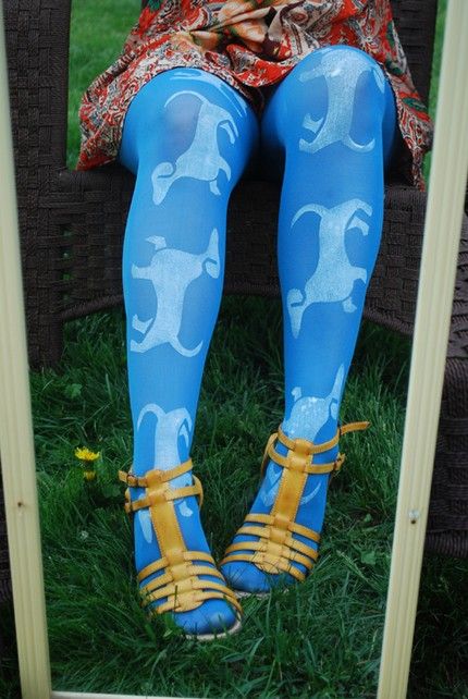 Dachshund Tights Blue and White by WeenieDogNation on Etsy