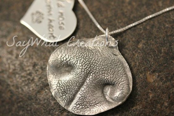 Did you know that a dog's nose-print is 100%  like the fingerprint of a human? ♥ Pet Nose Impression Necklace Sold on Etsy by SayWhatCreations