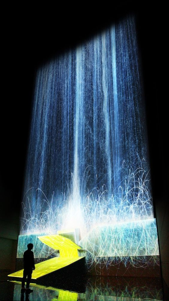 Digital Waterfall Projected On A Satellite Gives The Illusion Of Weightlessness | The Creators Project. Light art installation