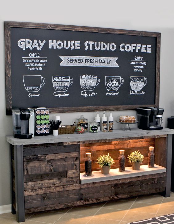 DIY Coffee Shop Inspired Coffee Bar in Breakfast Nook