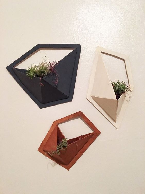 DIY Geo Wall Pocket Shelves That Double as Wall Planters