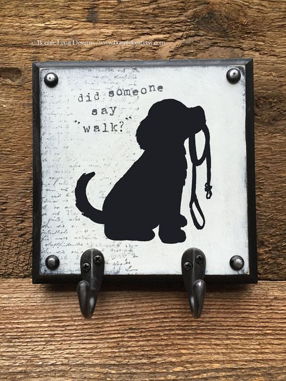 Dog Leash Holder, hook, hanger with the hand stamped phrase, Did someone say walk? available in one, two, or three hook styles and your choice of six