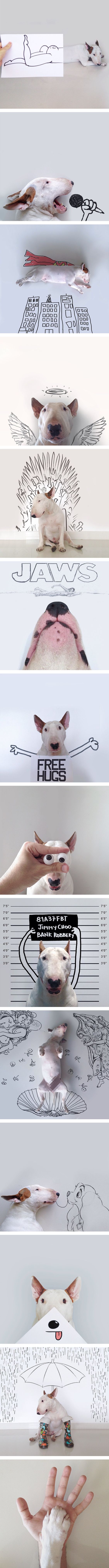 Dog Owner Creates Funny Illustrations Will His Bull Terrier And They Are Awesome
