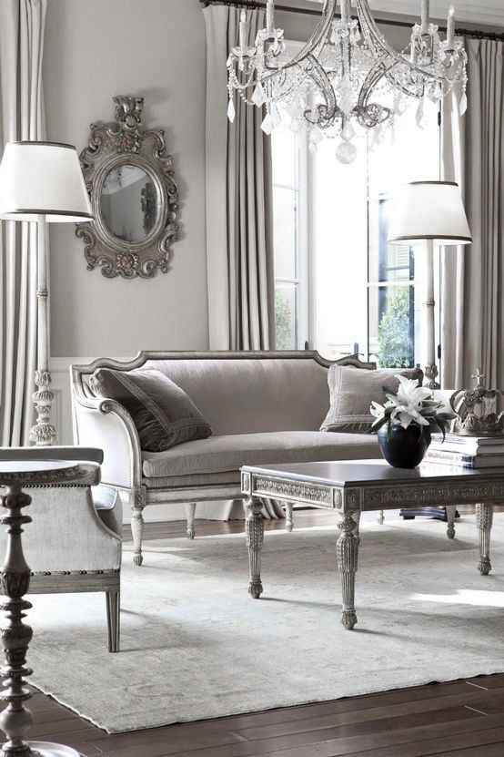 ♅ Dove Gray Home Decor ♅ classically appointed grey living   this looks like an old b&w pic from the  this for  but to dowdy for today's decor