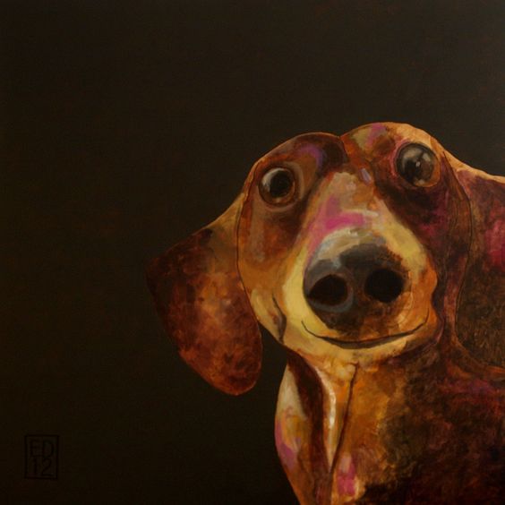 Ed van der Hoek ~ His dog art is funny, cute, and touching.