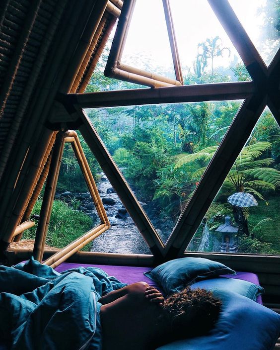 Emily Hutchinson on Instagram: “There is nothing more soothing than waking to the sound of flowing water Peaceful jungle hideaway ft willows sleepy locks This sacred space is called hideout bali - you can find it on airBnB ️xxx”