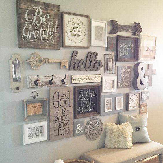 Entry Way Gallery Wall - Click image to get the gallery wall idea prints and learn how to create your own gallery wall! Plus the SHOPPING GUIDE for purchasing the same items.