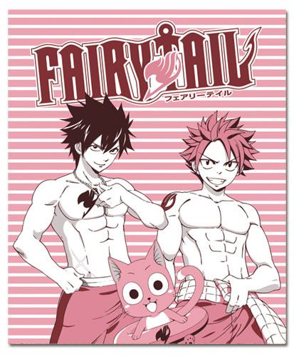 Fairy Tail Anime Group Boys Pink Throw Blanket