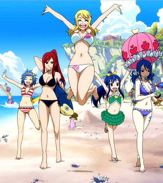 Fairy Tail Fantasy Anime Girls at the beach