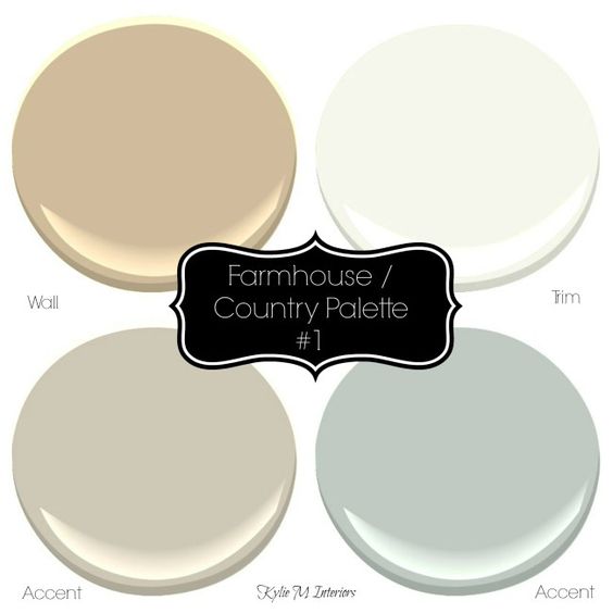 Farmhouse or country style paint palette ideas with Sherwin williams colours