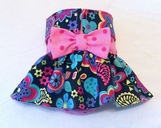Female Dog Diaper Skirt Perfect for your dog in Season and House Training Flowers on Chocolate Hot Pink Dots
