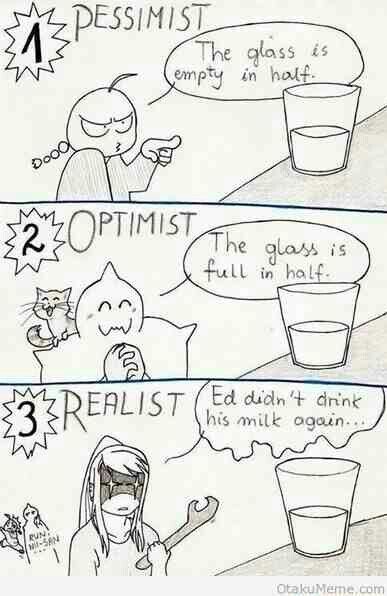 Fullmetal Alchemist Optimist, Pessimist, and Realist descriptions!! so true!!