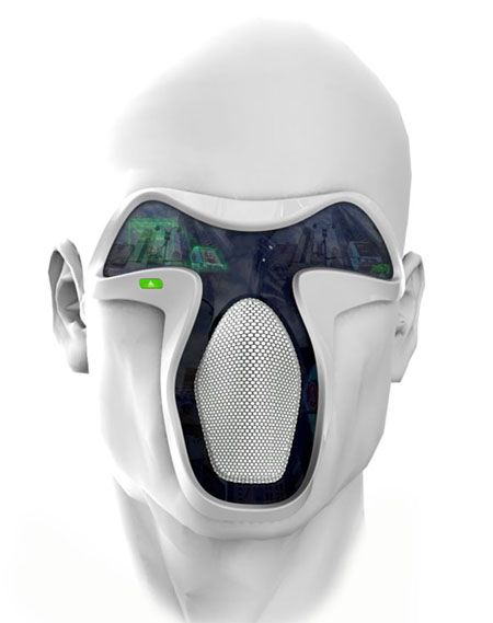 FUTURE - This futuristic digital mask would emulate the smell, sound and the quality of air for that wonderful fresh experience and also the facial expressions of the user can be detected. (Tuvie - Futuristic Technology, 2012)