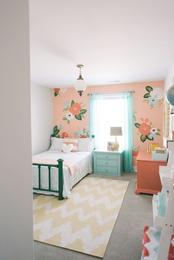 Girl's bedroom inspired by Rifle Paper Co. by Design Loves Detail (via House of Turquoise).