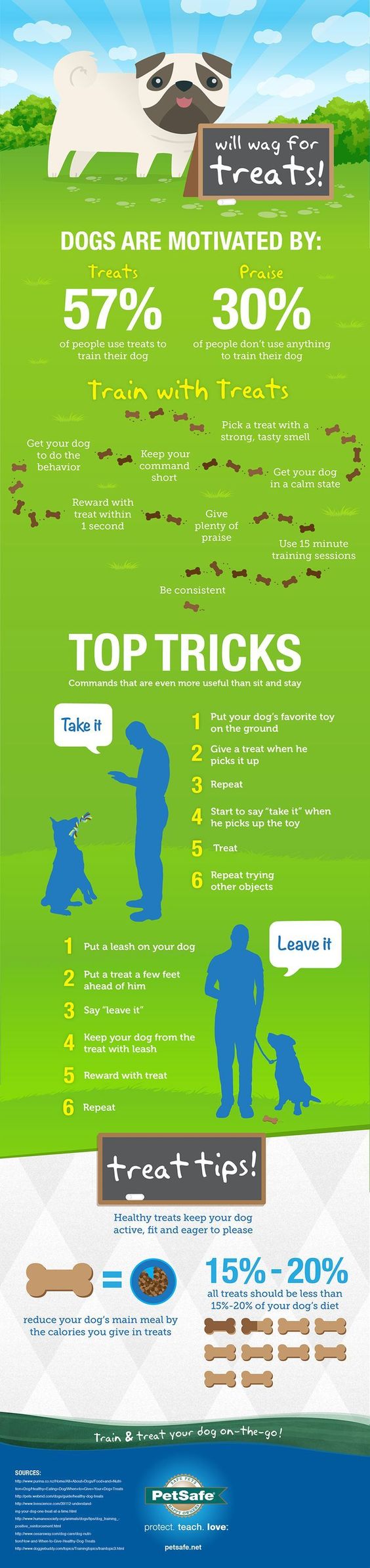 Great dog training tips from PetSafe -- training with treats, praise; teaching 