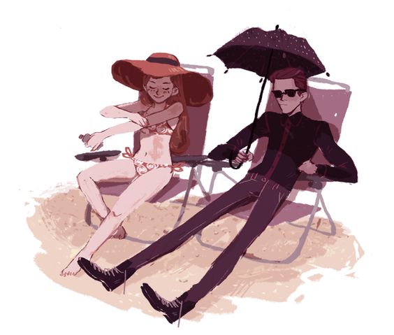 Hades and Persephone at the beach 