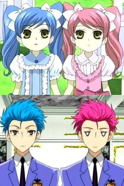 Hikaru & Kaoru Hitachiin The ones at the top are the same as the ones on the bottom, they're just at different ages.