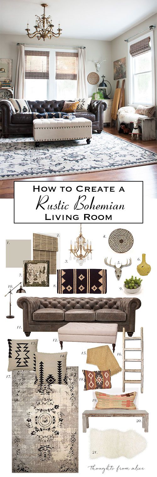 How to Create a Rustic Bohemian Living Room {Source List & Inspiration}