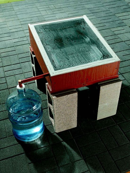 How to Make a Solar Still. Make your own distilled water from stream or lake water, salt water, or even brackish, dirty water, using these DIY Solar Still plans