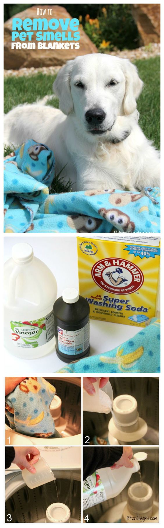 How to Remove Pet Smells From Blankets! If you have a pet, you know exactly what I'm talking about!! This solution will take smells out that regular laundry detergent will not!
