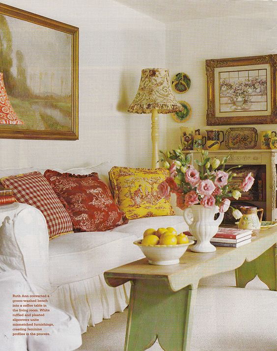 Hydrangea Hill Cottage: French Country Cottage in Reds and Yellows
