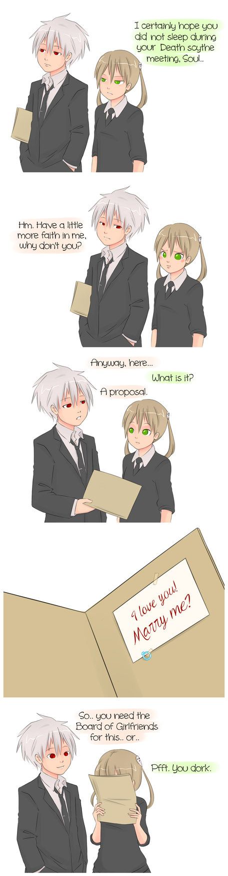 I just started watching Soul Eater but I already ship Maka and Soul and this is so cute ♥