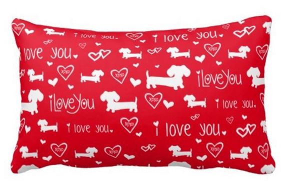 I Love Dachshunds Red Pillow