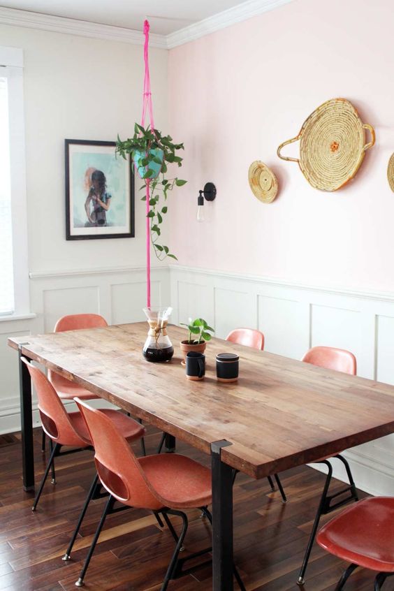 i love the hint of pink on the wall // Before & After: “MOHO” Style in a Colorful Family Home Design*Sponge