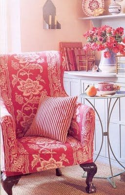 I love this red toile French chair.