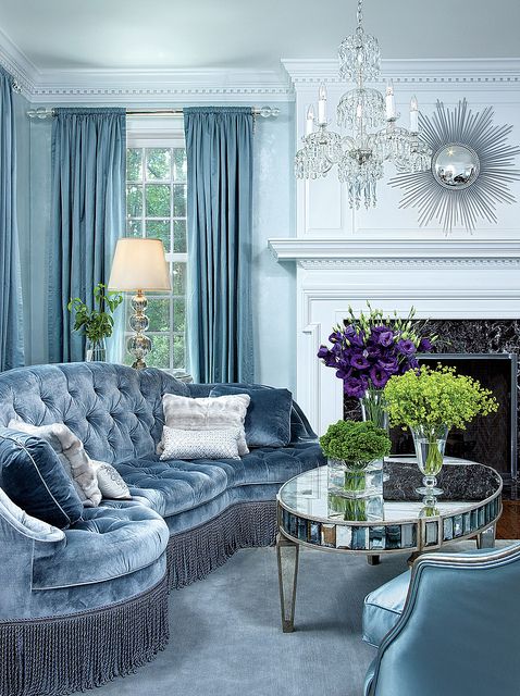 Icy blue living room by Nancy Hill Interiors. Via Boston Design.