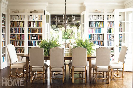 Jane Green Westport - love the dining room/library combo!
